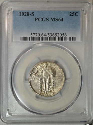 1928 S standing Liberty quarter, PCGS MS64