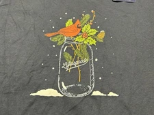 Life Is Good Long Sleeve Crusher Tee Womens Large Blue Winter Cardinal Holly NWT