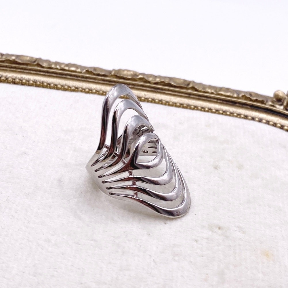 Sterling Silver Statement Modernist Ring Size 7 - image 6