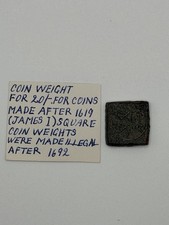 James I Square Coin Weight 20 Shilling Gold Coin Weight c1619 Antique 8.23g
