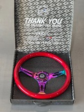 Nrg 350mm Steering Wheel Red Classic Wood Grain Neo Chrome 3-spoke Center