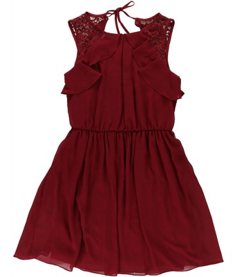 BCX Womens Ruffle Shift Dress, Red, Juniors, Small