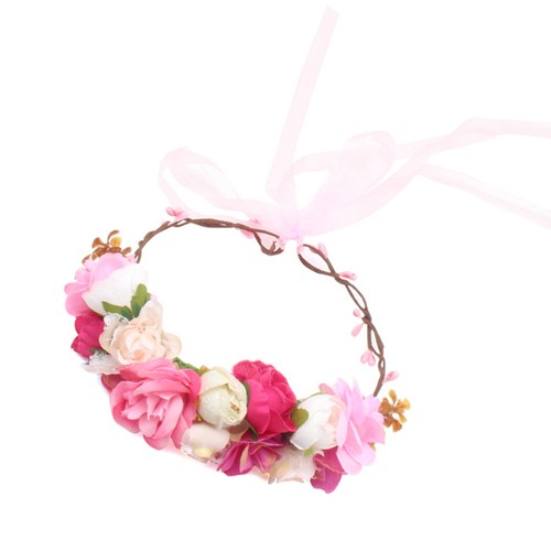 Baby Girl Kids Flowers Floral Wreath Headband Hair Hair Clasp with Ribbon - Bild 4 von 11