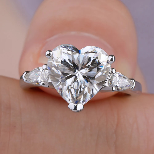 1-4CT Heart Cut Moissanite Ring S925 Silver Engagement Wedding Ring Band Jewelry - Picture 7 of 24