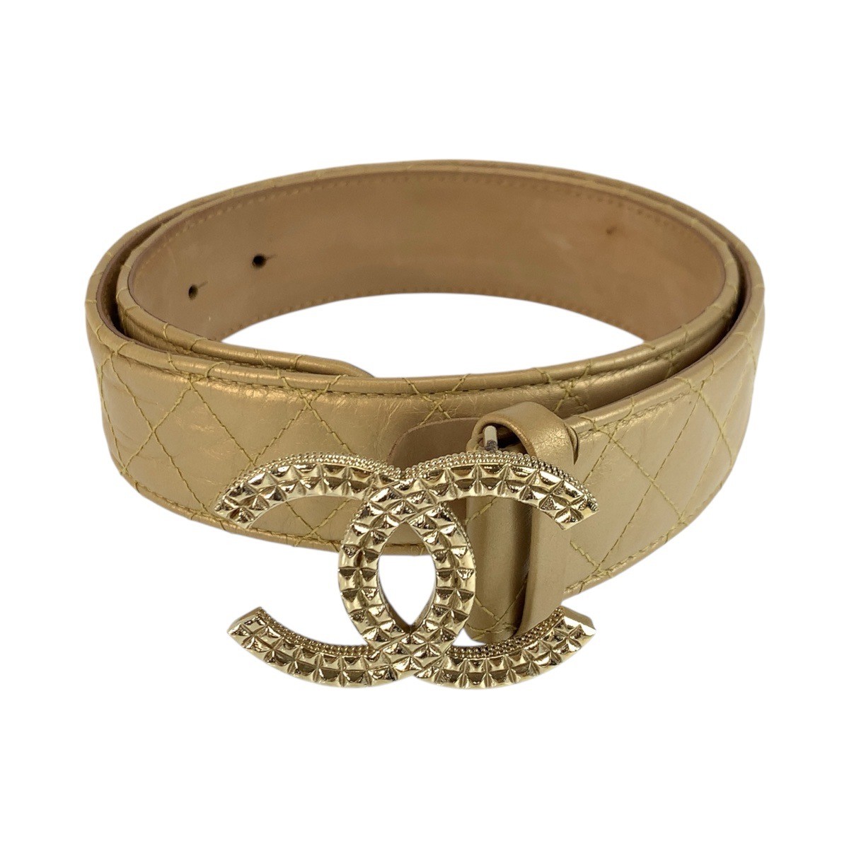 CHANEL シャネル ベルト ココマーク ベージュ CHANEL COCO Mark Belts Unisex Gold beige leather | eBay
