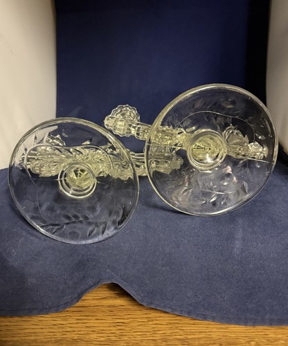 Laden City Glass Deco Style Double Candle Stick Holders Pair - Picture 5 of 11