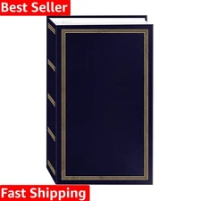 Navy Blue Leatherette Photo Album - Stylish 504 Pocket Design for 4x6 Photos