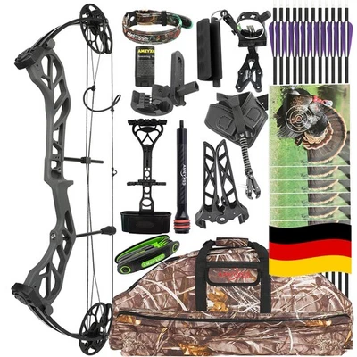 SHARROW Bogenschießen Compoundbogen Pfeile Kit Jagdbogen 19-70lbs Carbonpfeile Jagdpfeil