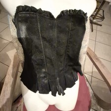 Black Faux Leather Bustier Womens Medium Corset Zipper Back
