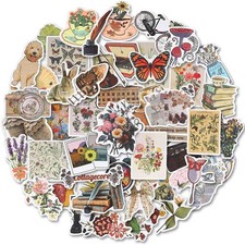Vintage Stickers, 50 Scrapbook Stickers Vintage Diary Supplies, Vinyl5992