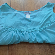 Vanity Fair Women s Plus L Full Slip Solid Blue Nylon V-Neck Sleeveless