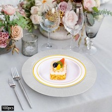 Silver Charger Plates Set Round Dinner Plate 100 PCS Charger Plates Bulk