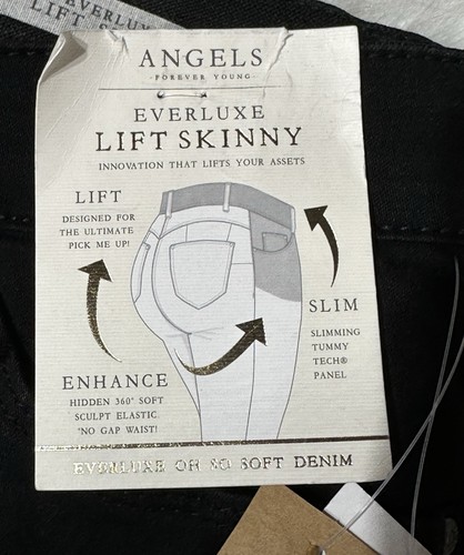 Angels Forever Young Women's Jeans Sz 8/29 New W/Tags Everyone Lift Skinny Black - Picture 5 of 9