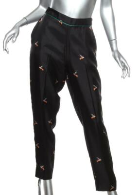 Victoria Beckham 25SS パンツ マルチカラー VICTORIA BECKHAM Black Silk Hummingbird Birds Green Side