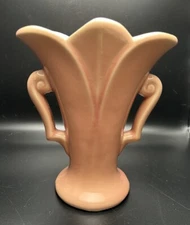 Redwing Double Handled Pink /Salmon Vase 7”