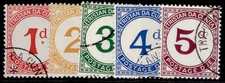 TRISTAN DA CUNHA QEII SG D1-D5, 1957 postage due set, VERY FINE USED. Cat £60.