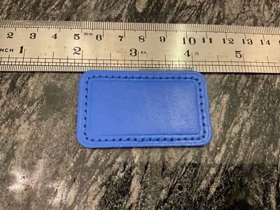 NEW Tumi Large 2-1/4  x 1-3/8  Leather Monogram Patch - BRIGHT BLUE color