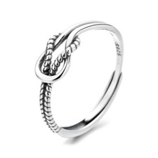 925 Sterling Silver Knot Women Ring Minimalist Twisted Rope Design Adjustable