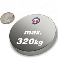 Scheibenmagnet Rundmagnet Ø 80 Mm, HöHe 20 Mm Neodym N45, Nickel - HäLt 320 Kg