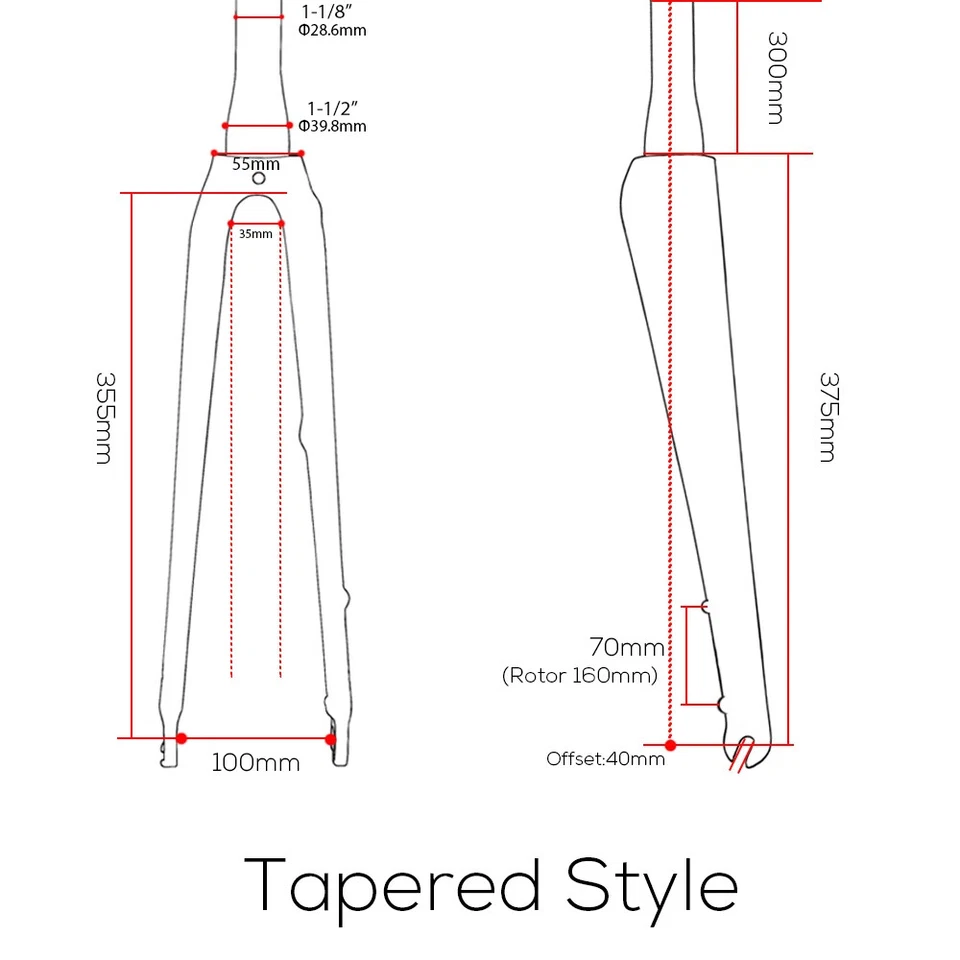 Карбоновое волокно дорожный велосипед жесткий вилка диск обод тормоз круглый сужающаяся трубка 700C - Изображение 3 из 4