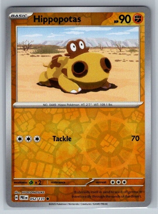 Hippopotas 052/131 Reverse Holo NM Prismatic Evolutions Pokemon TCG