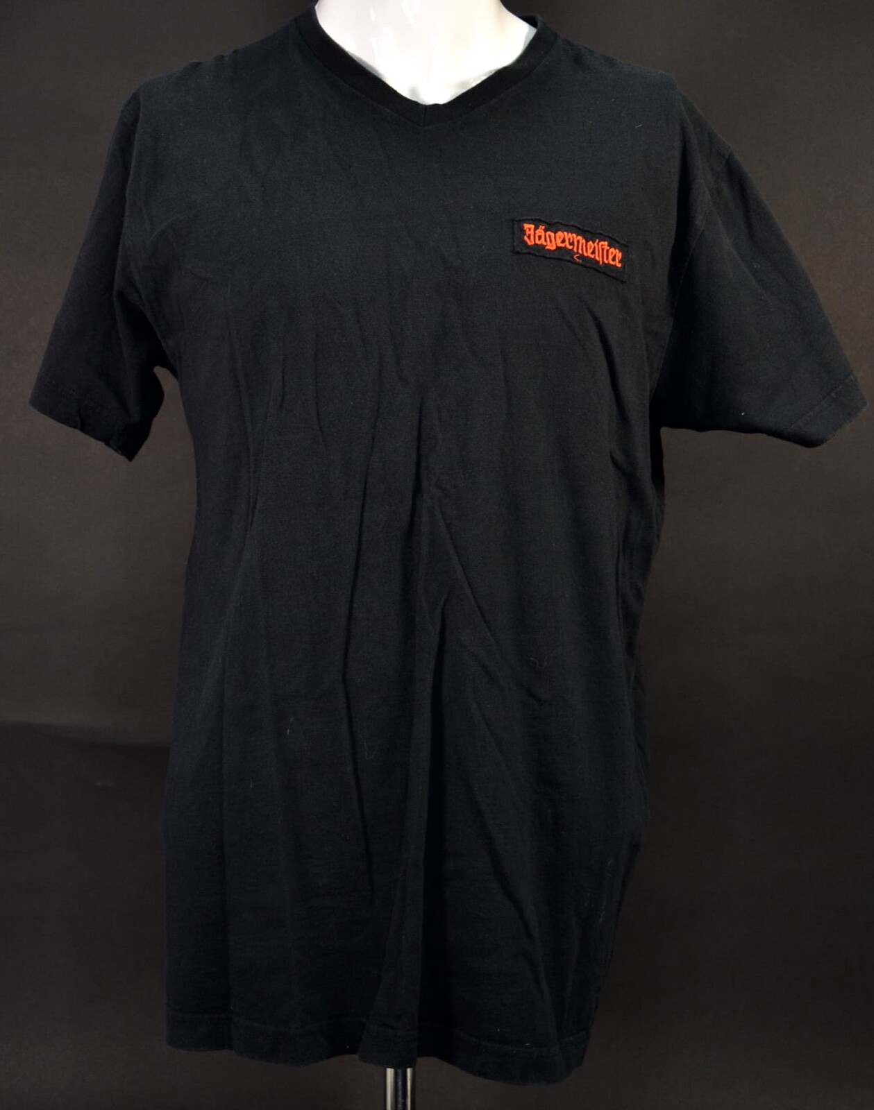 Jagermeister Men TShirt Black Embroidered Logo Short Sleeve V Neck Tee Size L eBay