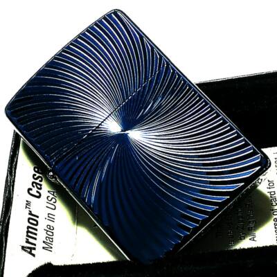 Zippo Armor Case Titanium Coating Blue Double Sided Engraving Lighter Japan New