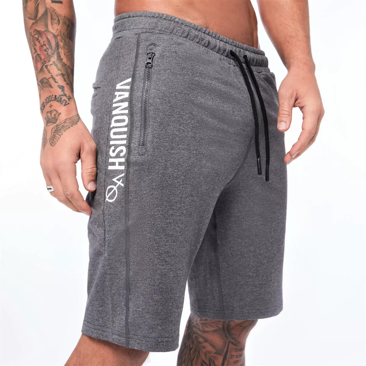 VANQUISH Fitness London \'VQ Triumph\' Shorts Charcoal Grey Printed Logo S  **NWT** | eBay