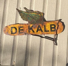 1940s Original DEKALB CORN HYBRIDS 2-Sided Metal Weathervane Seed Feed Farm Sign
