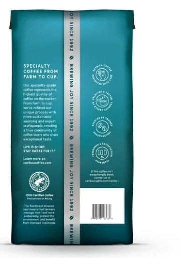 Caribou Coffee Decaf Caribou Blend Medium Roast Ground Coffee, Arabica 12 oz New