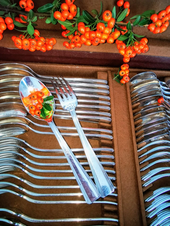 Ménagère métal argenté ERCUIS 71 Couverts art Déco - Photo 4/4