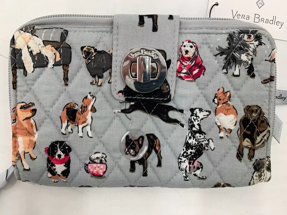 Vera Bradley RFID Turnlock Wallet Dog Show Gray Actual picture ships 8724M