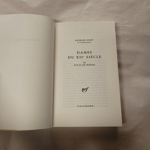 Georges Duby Dames du XII Seicle III Eve et les Prestres Gallimard Book 1996 - Picture 2 of 8