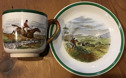 Tazza e piattino Fox Hunt Hunt Spode #4 The Find Leaping The Brook - Foto 2 di 7
