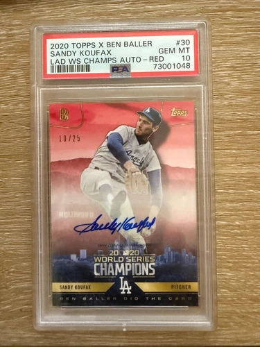2020 Topps Ben Baller Dodgers World Series Sandy Koufax  Auto PSA 10 /25