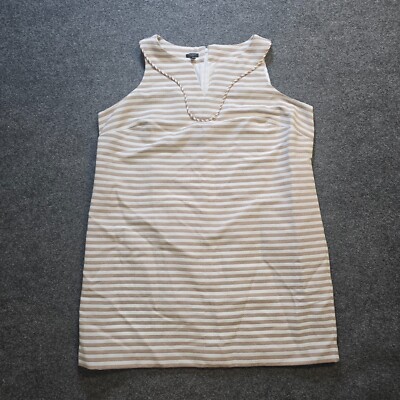 Talbots Dress Women Size 20W Beige White Striped Sheath V Neck Classic Career