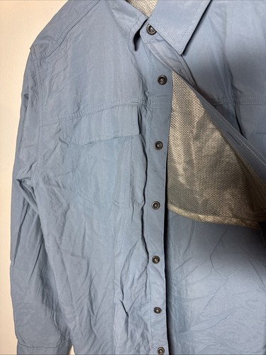 EASTERN MOUNTAIN SPORTS Size Large Blue Long Sleeve Button Down Shirt Polyester - Picture 6 of 9