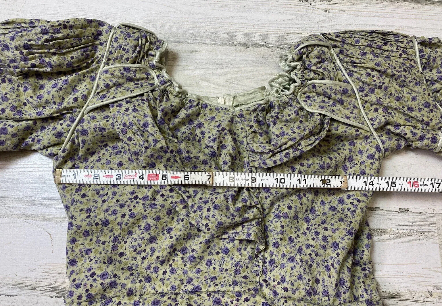 Vtg Handmade Floral Prairie Dress No Size Tags Pe… - image 11