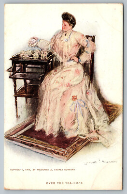 Postcard Over The Tea Cups Artist Signed Clarence F. Underwood 1905