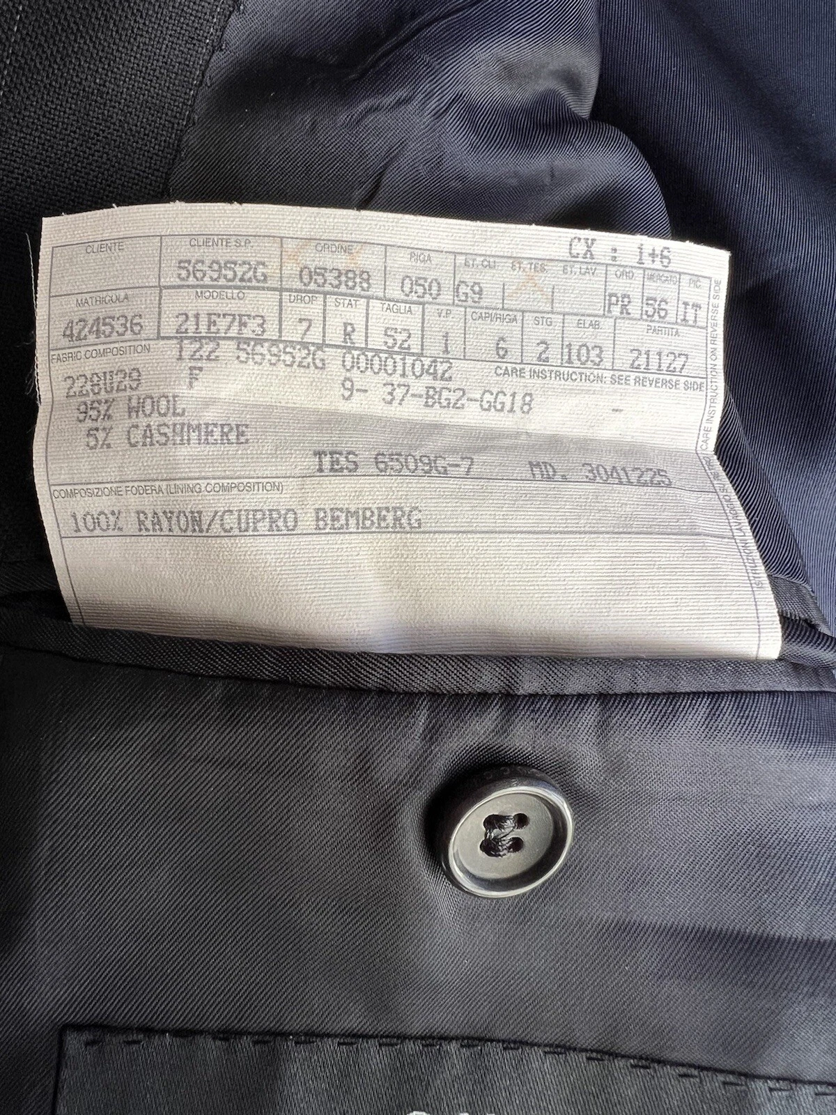 GUCCI Blazer Tuta Su Tail Lana Cashmere Nero Giacca da Uomo 52 LEGGI