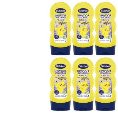 6x230ml Bübchen 2in1 Kids Shampoo & Duschgel Pikachu Pokemon vegan | Toller Duft