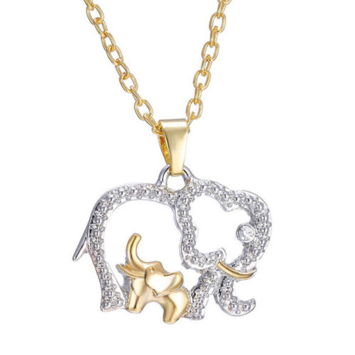 Baby And Mom Dad Elephant Necklace With Crystal Alloy Mother's Day Gift - Picture 1 of 6