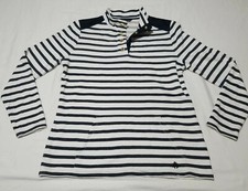Brooks Brothers Dark Navy White 1/4 Button Striped Sweatshirt Pullover Size M