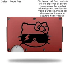 Custom "HELLO KITTY LADY GAGA" Laser Engraved Wallet - Pick A Wallet Color