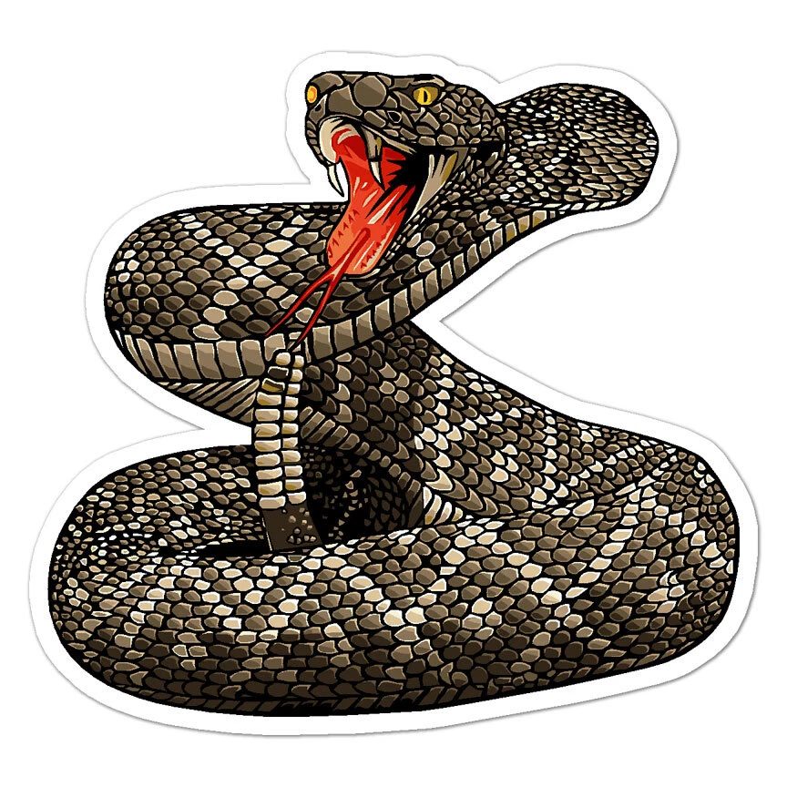SMOKING GUN DECALS Rattle Snake, Vinyl Decal Sticker, Indoor Outdoor, 3 Sizes, #9746