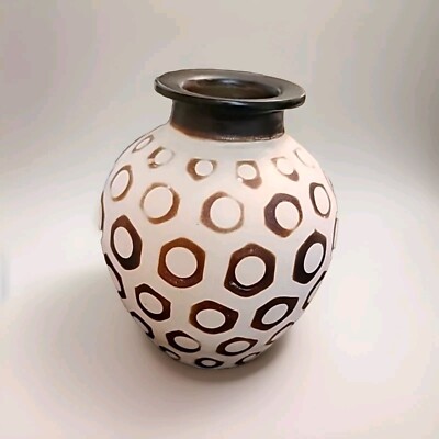 Peruvian Pottery Segundo Carmen Chulucanas Folk Art Brown Beige Vase 6''