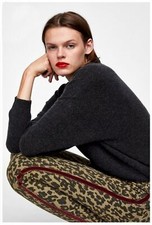 ZARA WOMAN sz 4 Premium Leopard Print Stretch Skinny Jeans with Velvet Stripe