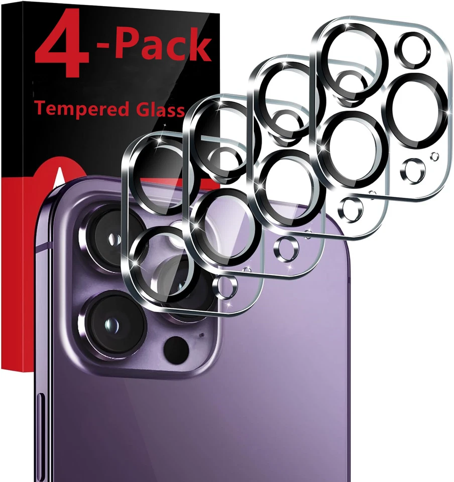 4 Pack Tempered Glass Camera Lens Protector for iPhone 16 Pro Max 15 Plus 14 Pro