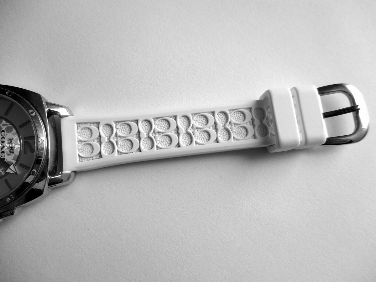NWT Coach rubber watch, white Coach Ultra Slim Beige Dial White Leather Strap Women main image 3