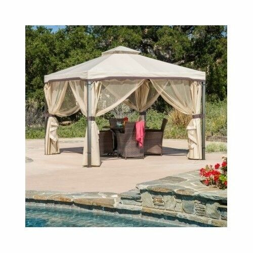 Outdoor Gazebo With Netting Canopy 10x10 Tent Pergola Patio Garden